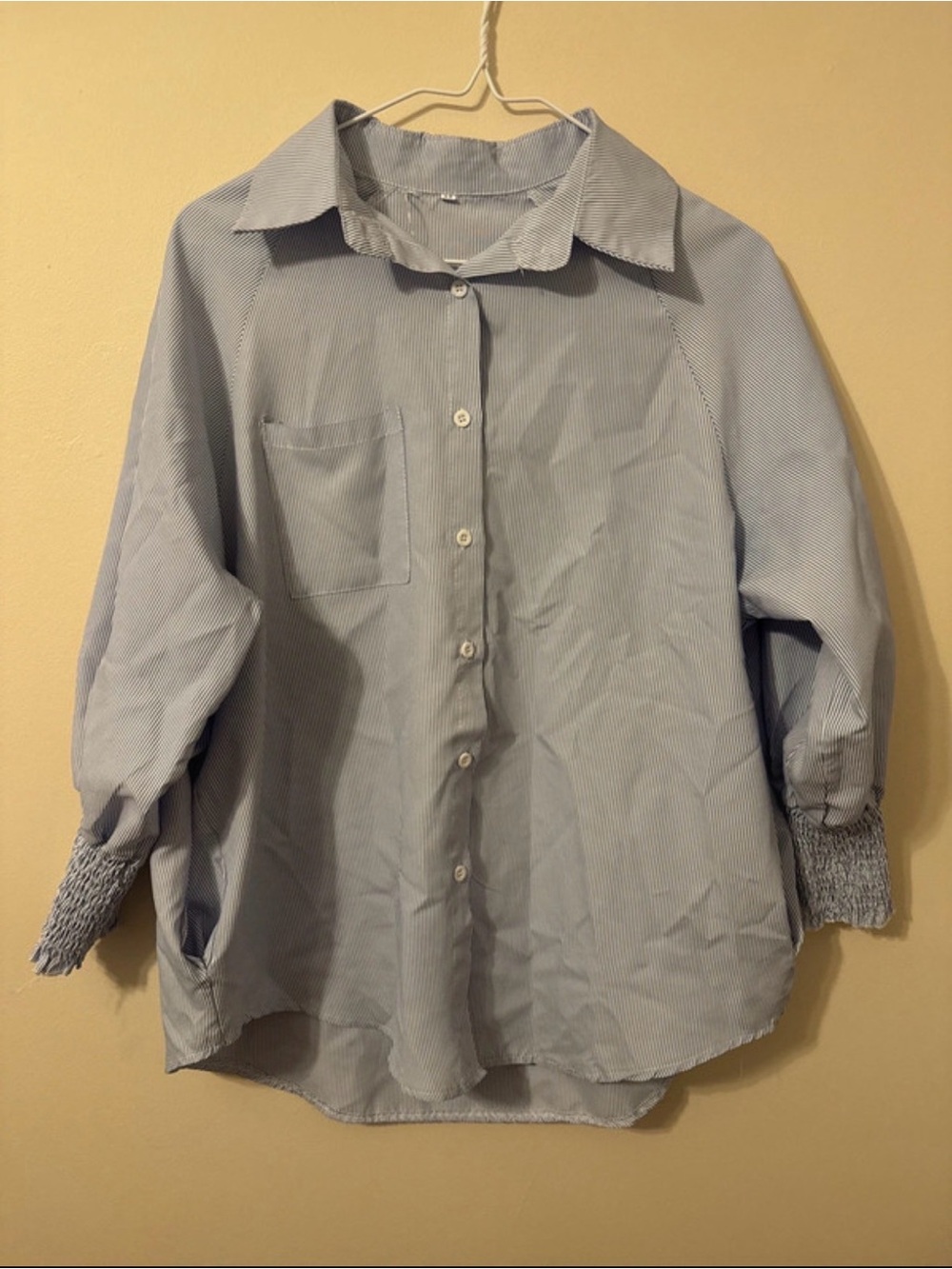 SHEIN Light Blue Pinstripe Button-Down Shirt